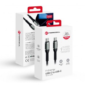  F-ENERGY C260 kabel Typ C až Typ C QC4.0 PD 5A 100W Kábel 1,2 m černý