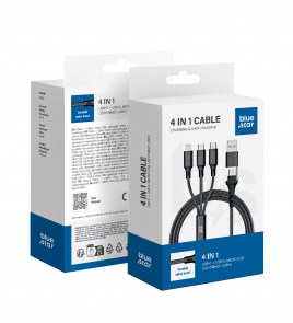 BLUE STAR kabel 4v1 Typ C / USB A na Micro USB / Lightning / Typ C 2,4A 12W Cafule C172 1,2 m černý