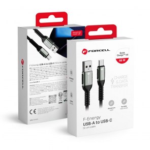  F-ENERGY C256 kabel USB A na typ C QC4.0 3A 66W Cafule 0,5 m černý