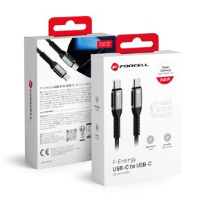  F-ENERGY C263 kabel typ C na typ C QC4.0 PD 5A 240W Cafule 0,25 m černý