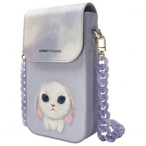 NIMMY set 3v1 taška na telefon + peněženka + kryt GPS BIG EYED PET 2.0 Rabbit fialová