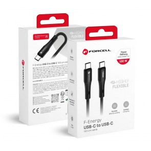  F-ENERGY C347 kabel typ C na typ C QC4.0 PD 5A 100W silikonový 1 m černý