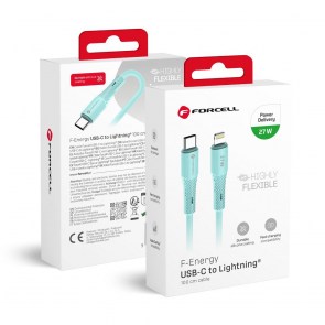  F-ENERGY C346 kabel Type C to Lightning PD 3A 27W Silicone 1 m modrý
