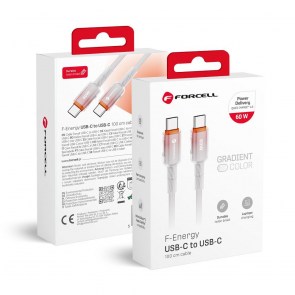 Kabel  F-ENERGY C354 typ C na typ C QC4.0 PD 3A 60W Gradient 1 m bílý