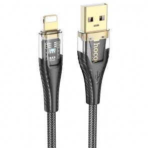 Kabel USB A na Lightning Hoco 2,4A 1,2 m U121 černý transparentní