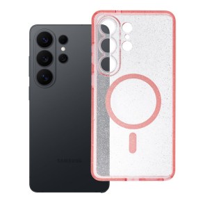 Pouzdro pro Samsung S26 ULTRA Clear Mag Cover (STR / CAMERA PROTECTION) kompatibilní s MagSafe pink glitter