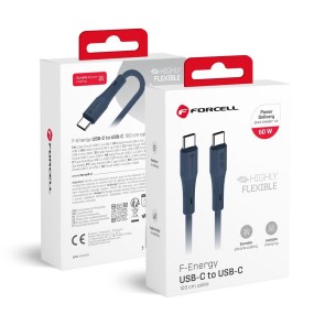 Kabel USB C na USB C  F-Energy QC4.0 PD 3A 60W silikonový 1 m C344 tmavě modrý