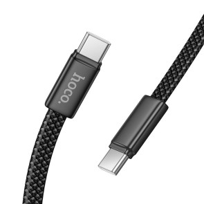 Plochý kabel USB C na USB C Hoco 3A 60W 1 m X125 černý