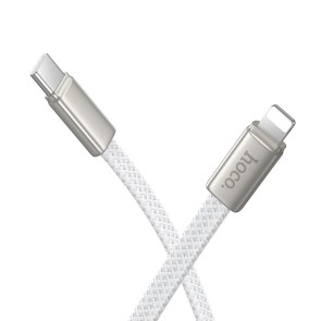 Plochý kabel USB C na Lightning Hoco PD 30W 1 m X125 bílý