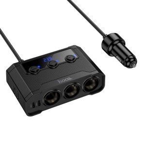 Nabíječka do auta Hoco 2xUSB A + 2xUSB C+3x porty zapalovače cigaret PD QC3.0 240W Z64 černá