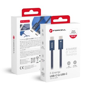 Kabel USB C na USB C  F-Energy QC4.0 PD 5A 100W Cafule Color 1,2 m ACYH23 tmavě modrý