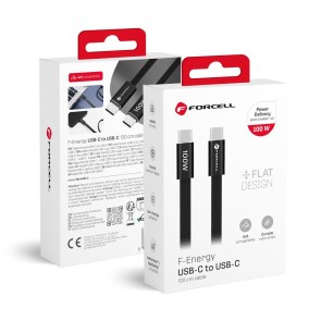 Kabel USB C na USB C  F-Energy QC4.0 PD 5A 100W Cafule Flat 1,2 m CCFN23 černý