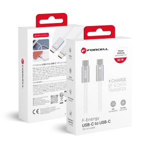Kabel USB C na USB C  F-Energy QC4.0 PD 3A 60W Cafule Flat 1,2 m CCFN23 bílý