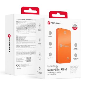 Powerbanka kompatibilní s MagSafe  F-Energy SuperSlim F10K8 QC4.0 PD3.0 15W 10000 mAh oranžová
