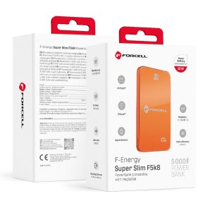 Powerbanka kompatibilní s MagSafe  F-Energy SuperSlim F5K8 QC4.0 PD3.0 15W 5000 mAh oranžová
