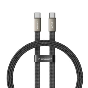 Plochý kabel typu C – typ C VEGER PD 5 A 240 W CC2-MTB 1,5 m černý