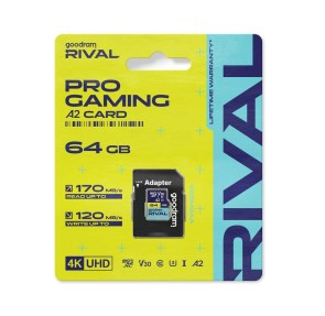 Paměťová karta GOODRAM RIVAL microSD 64 GB, 100 MB/s, třída 10, UHS-I, V30, A2, s adaptérem na SD