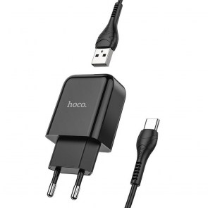 HOCO cestovní nabíječka USB + kabel Typ C 2A N2 Vigor černá