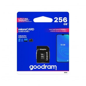 Paměťová karta GOODRAM microSD SD 256GB CLASS 10 UHS I 100MB/s s adaptérem