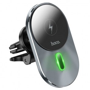 HOCO držák do auta do větracího otvoru s podporou bezdrátového nabíjení MagSafe nabíjení Magic CA91 šedá